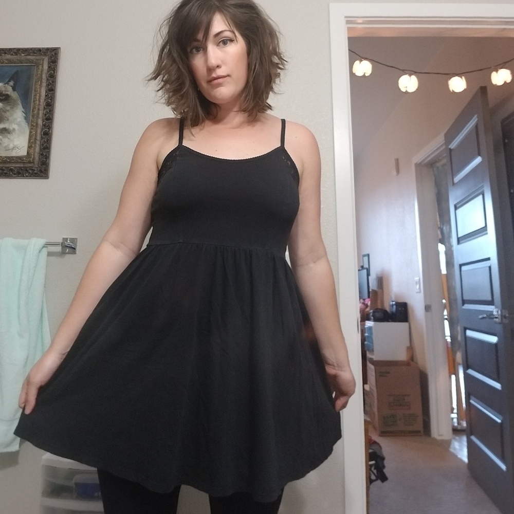 Black Forever 21 Spaghetti Strap Skater Dress